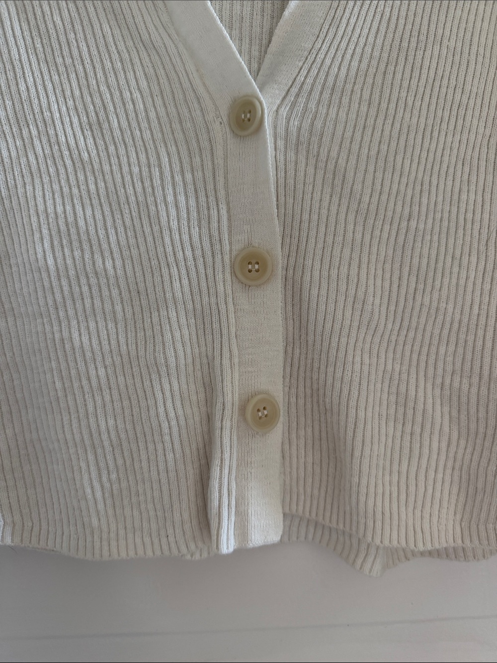 Free People Cropped Ribbed Button-Front Cardigan - Cream - Picture 3 of 8